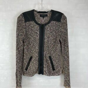 Rag & Bone New York Tweed Knit‎ Jacket with Lamb Leather Trim Size S